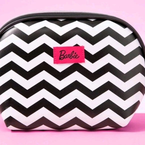 Barbie Series Cosmetics Bag Retro Black And White Stripe Miniso Makeup - Picture 4 of 8